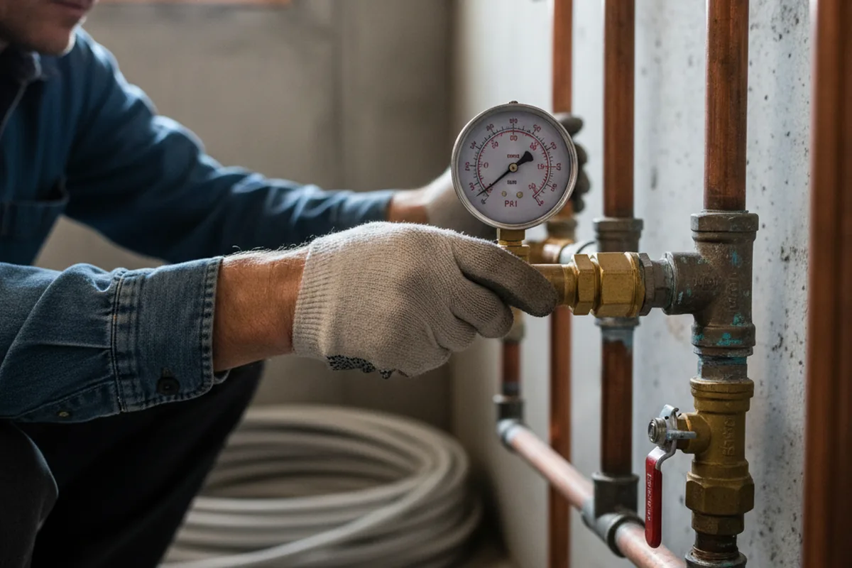 Pressure testing a repaired line during Water Line Repair in Waterman